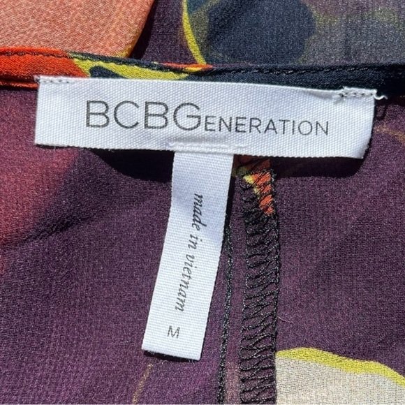 🌻BCBGeneration Floral Semi-Sheer Tie-Up Peplum Boho Blouse Size Medium - Picture 10 of 11